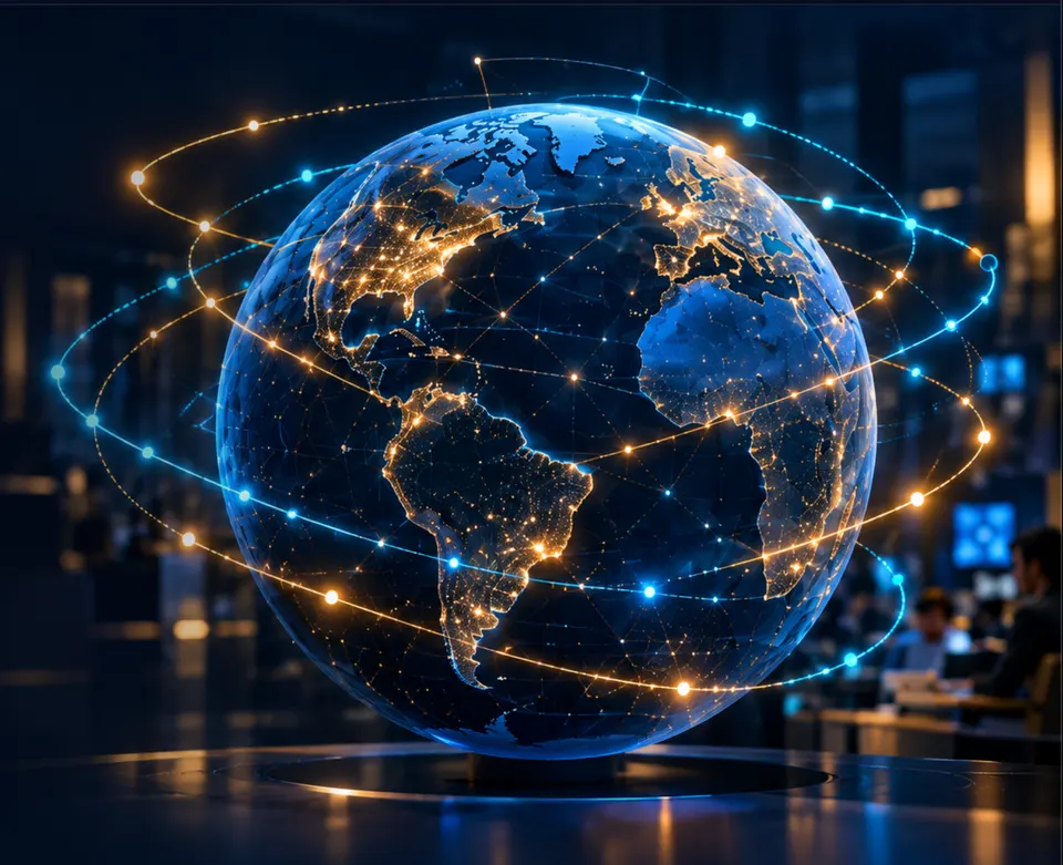 A luminous digital globe representing Strategic Learning Partners' connected ecosystem.
